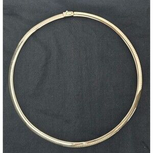 Vtg Italy Sterling Silver & 14k Reversible 6mm Omega Collar Necklace 27.19 g